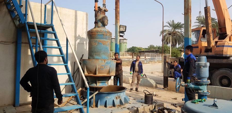 انجام عملیات اورهال، تعمیر، نصب و راه اندازی یک دستگاه الکتروپمپ شناور 400 کیلووات ایستگاه پمپاژ شمال شرق اهواز

