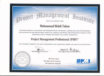 کارشناس شرکت تعمیرات نیروگاه ها موفق به کسب مدرک بین المللی “مدیریت پروژه حرفه ای" شد