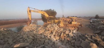 آغاز عملیات حفاظت ساحل رودخانه کارون در مقطع روستای عرب اسد