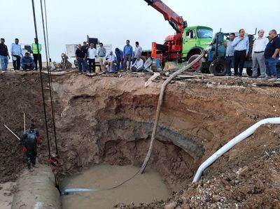 تعمیرات خط انتقال آبرسانی آب جنوب شرق خوزستان با ۴۰ ساعت تلاش شبانه روزی