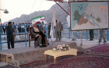 آیین افتتاحیه سد مخزنی مارون با حضور آیت الله هاشمی رفسنجانی- تیر ماه 1376