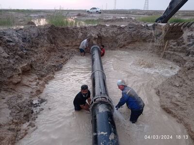 رفع شکستگی خط لوله انتقال آب به شهرستان هندیجان