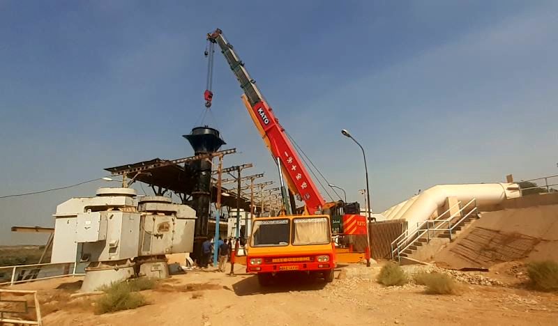 عملیات موفقیت آمیز تعمیر اساسی ، نصب و راه­ اندازی یک دستگاه پمپ عمودی ۵۱۰ کیلوواتی شبکه آبیاری شمال­شرق اهواز