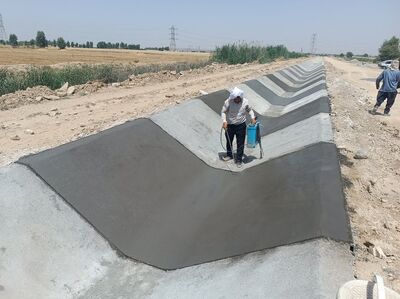 بتن ریزی و بازسازی کامل کانال G6 شبکه آبیاری گتوند