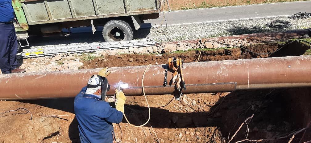 رفع شکستگی خط لوله آبرسانی 16 اینچ تاسیسات آبرسانی شهید بهنام محمدی