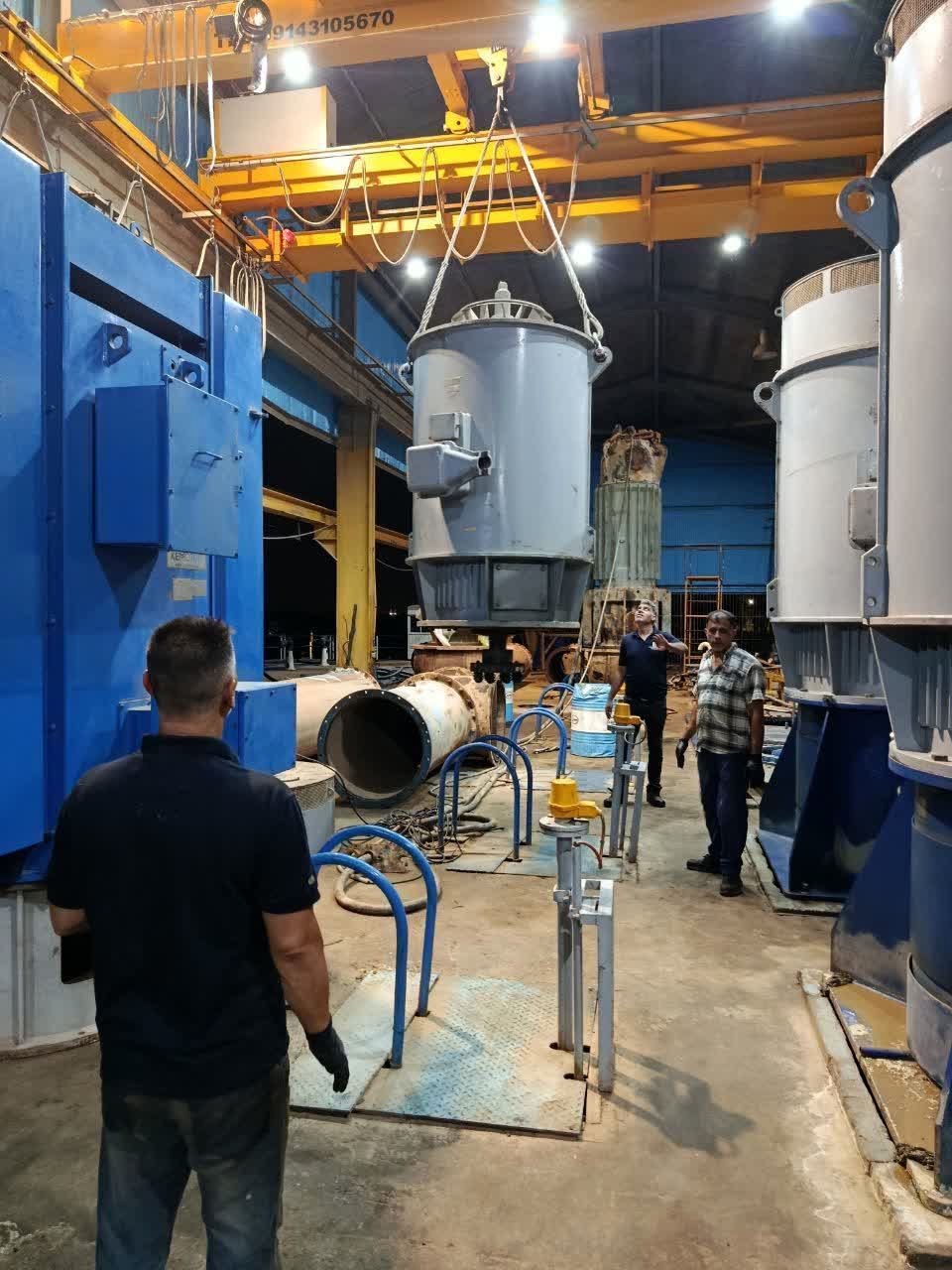 تعویض الکتروموتور پمپ شماره ۱ ایستگاه پمپاژ کوت امیر شرکت آب جنوب شرق