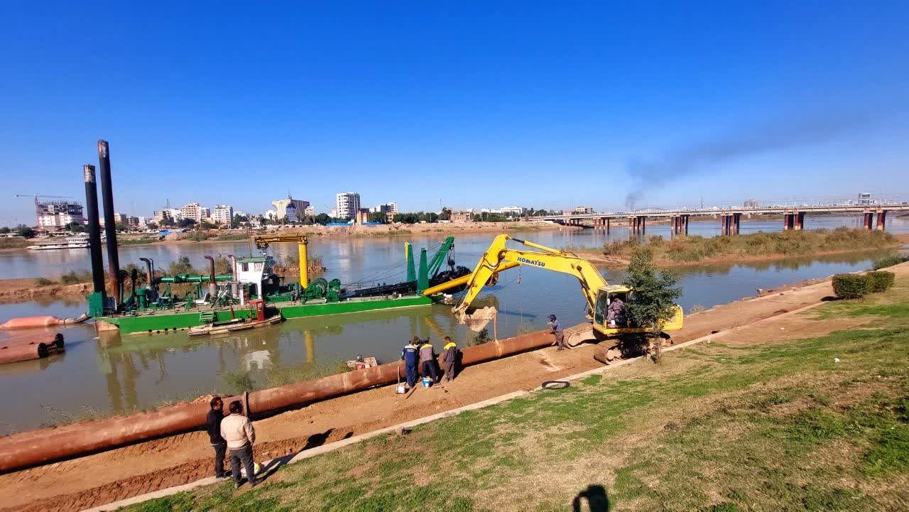پایان فاز دوم عملیات لایروبی رودخانه کارون بزرگ اهواز حد فاصل پل غدیر تا پل سلمان فارسی