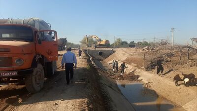 بازسازی کامل آبگیر ورودی یک کانال آبیاری در منطقه شرق شبکه دز