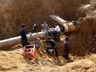 ترمیم خط لوله انتقال آب ایستگاه پمپاژ شبکه آبیاری شرق گرگر